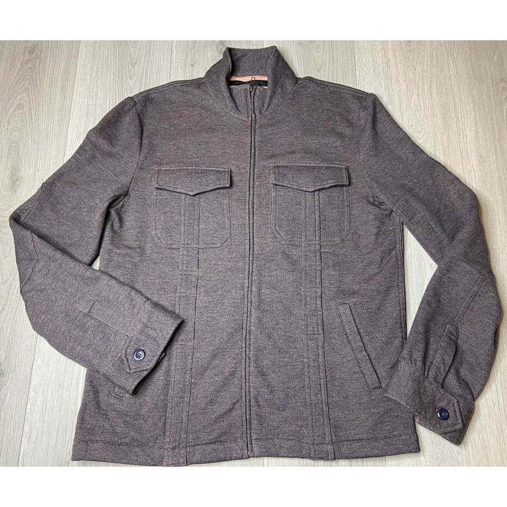 Standard Cloth Jacket Mens Large Gray Zip Mock Neck Utility Casual Outerwear